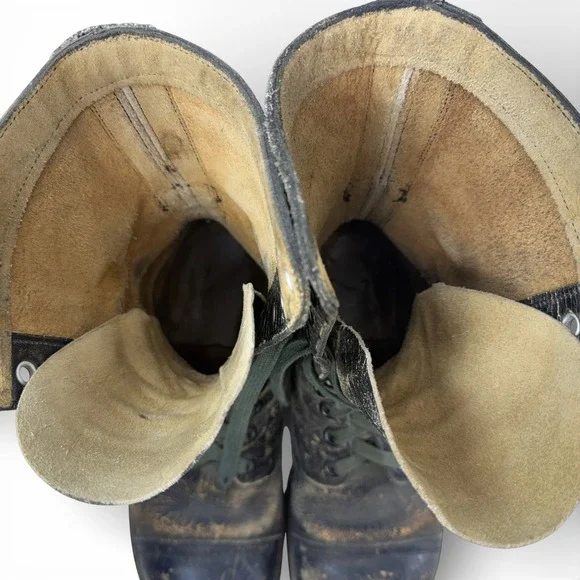 Combat Jump Boots Men Size 10.5-11 VTG 1950s Weathered Black Leather BF Goodrich